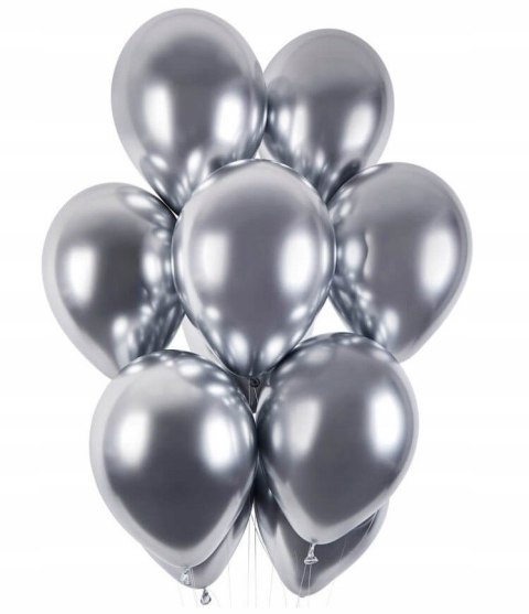 Balony Glossy srebrne chromowane ślub komunia x50 Balony Glossy srebrne chromowane ślub komunia x50