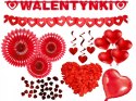 Ozdoby na WALENTYNKI girlanda płatki róż balony XL Ozdoby na WALENTYNKI girlanda płatki róż balony XL