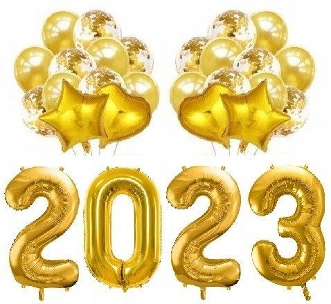 Balony cyfry 2023 Sylwester Nowy rok konfetti gold Balony cyfry 2023 Sylwester Nowy rok konfetti gold