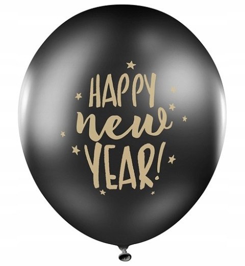 Balony na Sylwestra czarne złote Happy New Year 50 Balony na Sylwestra czarne złote Happy New Year 50