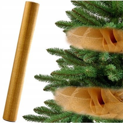 Złota organza tiul bieżnik na stół choinkę Święta Złota organza tiul bieżnik na stół choinkę Święta