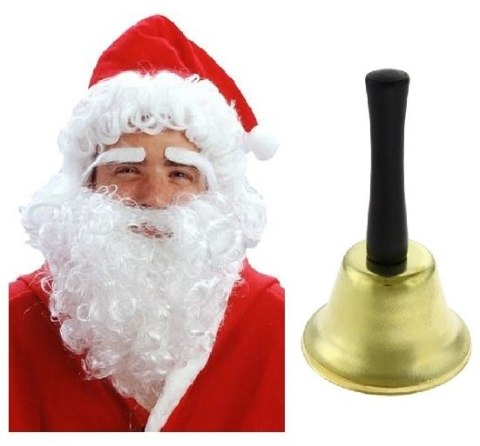 Czapka peruka broda brwi dzwonek dodatki Mikołaja Czapka peruka broda brwi dzwonek dodatki Mikołaja