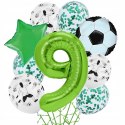 Balon piłka nożna dziewiąte urodziny w stylu piłkarskim zielona cyfra 9 HEL