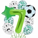 Balony piłka nożna piłkarskie na 7 urodziny balon zielona cyfra siedem HEL