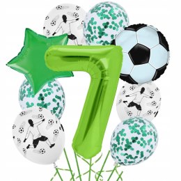 Balony piłka nożna piłkarskie na 7 urodziny balon zielona cyfra siedem HEL