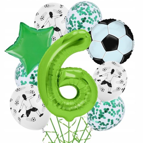 Balony piłka nożna urodzinowe na 6 urodziny balon z piłkarzami cyfra 6 HEL