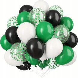 Balony urodzinowe piłka nożna zielone z konfetti na piłkarskie urodziny x30