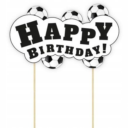 Topper pikery dekoracje ozdoby na tort Happy Birthday Piłka Nożna z piłką