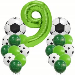 Zestaw dekoracji piłkarskich balony piłka nożna cyfra 9 urodziny na hel