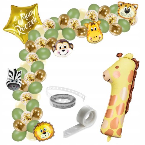 Girlanda balonowa balony dekoracje ozdoby ROCZEK zwierzątka cyfra 1 na hel Girlanda balonowa balony dekoracje ozdoby ROCZEK zwierzątka cyfra 1 na hel