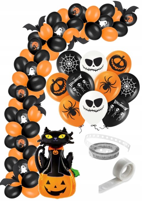 Girlanda balonowa czarne pomarańczowe balony dekoracje gadżety na Halloween