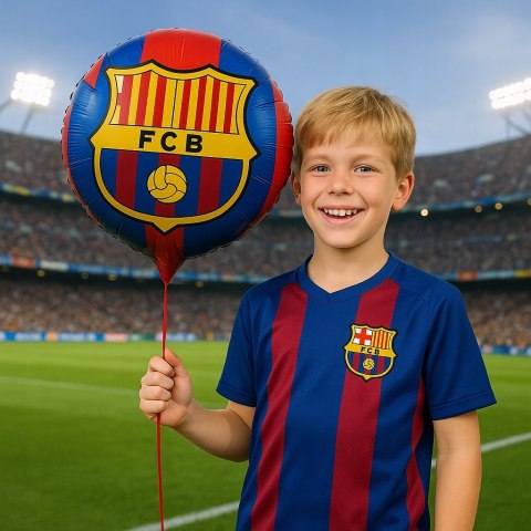 Balon FC Barcelona herb balony z piłką piłka nożna urodzinowe na hel 42cm