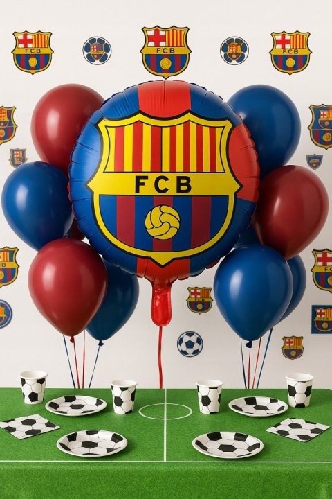 Balon FC Barcelona herb balony z piłką piłka nożna urodzinowe na hel 42cm