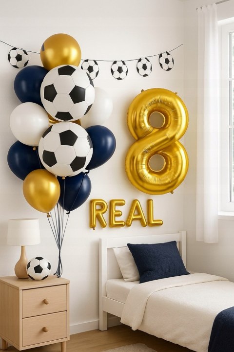 Balon Real Madryt herb balony z piłką piłka nożna urodzinowe na hel 42cm