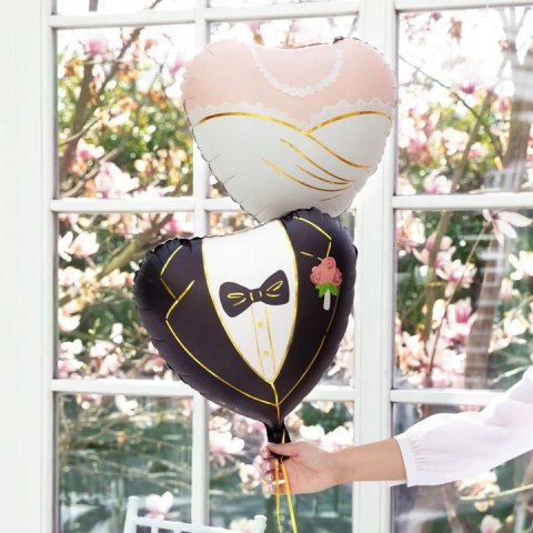 Balony MĄŻ ŻONA suknia frak Para Młoda dekoracje ślubne na salę ŚLUB Wesele