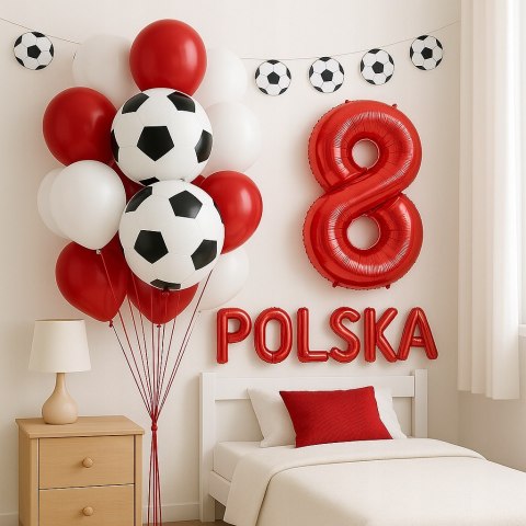Balony biało czerwone urodziny kibica fana reprezentacji POLSKA piłka nożna
