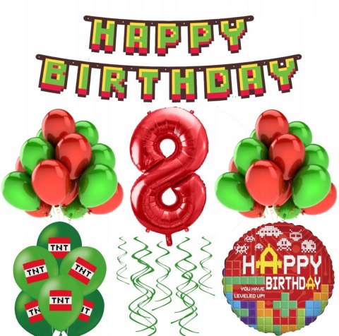 Balony dekoracje urodzinowe baner minecraft komputerowe zestaw dla Gracza Balony dekoracje urodzinowe baner minecraft komputerowe zestaw dla Gracza