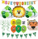 Balony zwierzątka baner serwetki serpentyna dekoracje urodzinowe safari ZOO