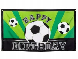 Flaga urodzinowa piłka nożna z piłką Happy Birthday na urodziny piłkarza