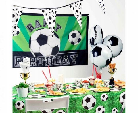 Flaga urodzinowa piłka nożna z piłką Happy Birthday na urodziny piłkarza