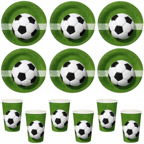 Kubeczki talerzyki piłka nożna na urodziny papierowe z piłką piłkarskie EKO