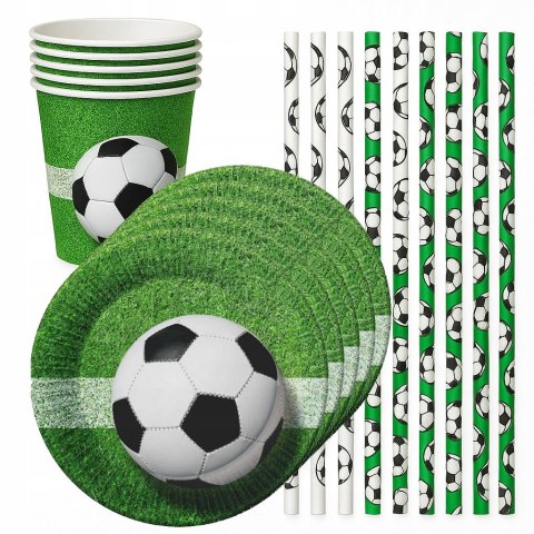 Kubeczki talerzyki piłka nożna słomki papierowe z piłką piłkarskie EKO 6kpl