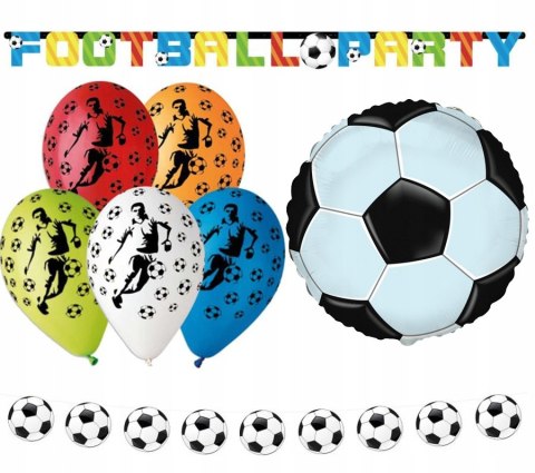 Zestaw urodzinowy na urodziny piłkarza baner girlanda balony piłka nożna