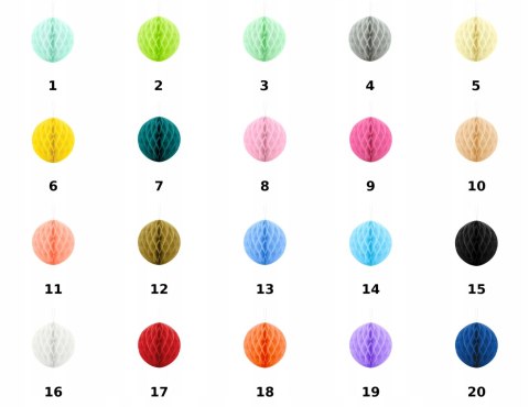 Kule bibułowe pompony z bibuły 3D kolorowe honeycomb 20 KOLORÓW 20cm 8szt