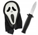Maska Krzyk fałszywy nóż z chowanym ostrzem
