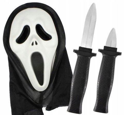 Maska Krzyk na Halloween Fałszywy Nóż Straszny Film Scary Movie strój