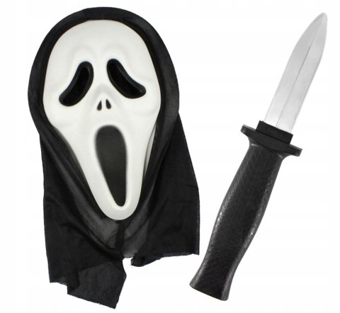 Maska Krzyk na Halloween Fałszywy Nóż Straszny Film Scary Movie strój